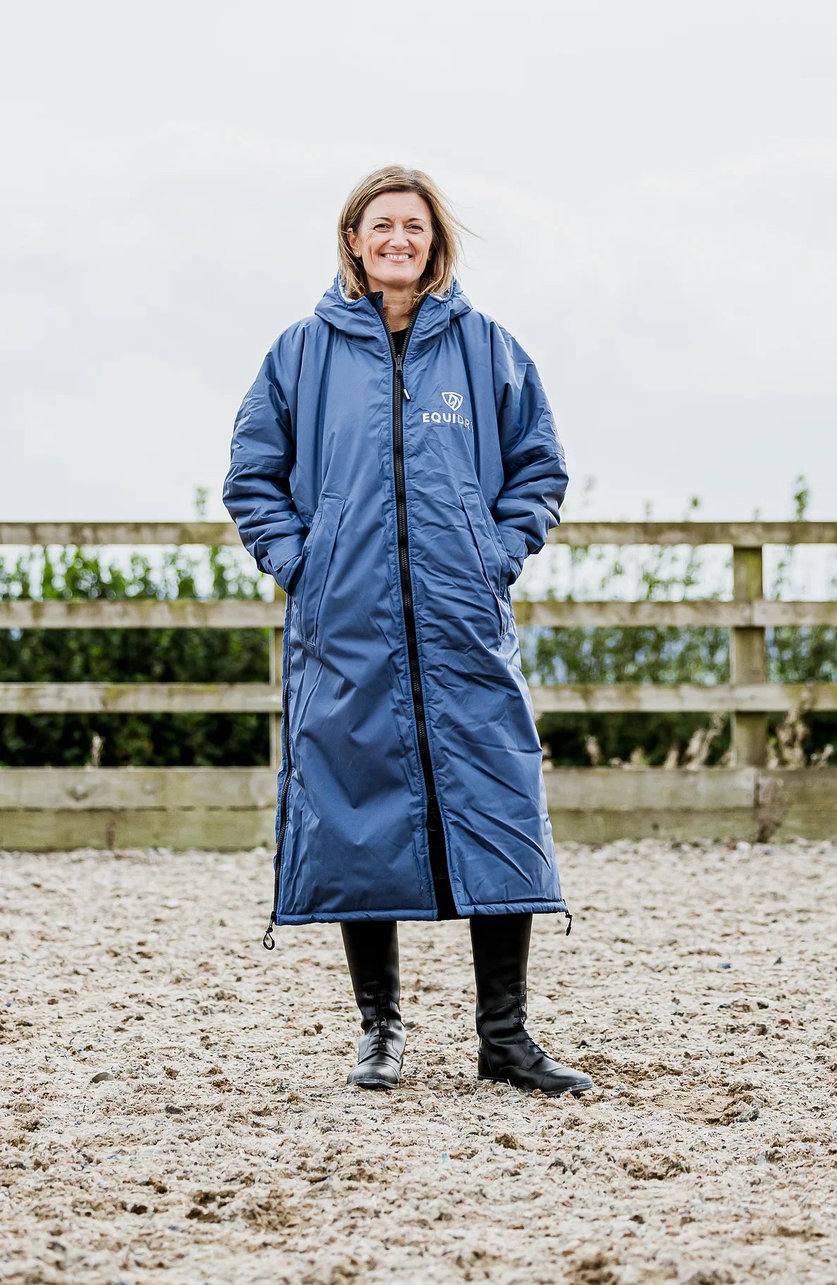 EquiDry Original Thick Fleece Coat - Steel Blue & Grey