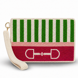 Preppy Stripe Bit Medium Beaded Pouch