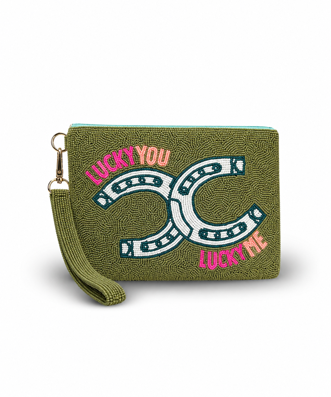 Lucky You, Lucky Me Large Beaded Pouch