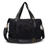 Black bag with a logo on a white background