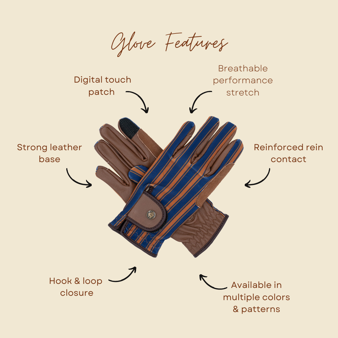 Classic Riding Gloves, Black & Cognac