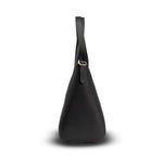 Black handbag on a white background
