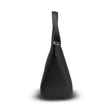 Black handbag on a white background