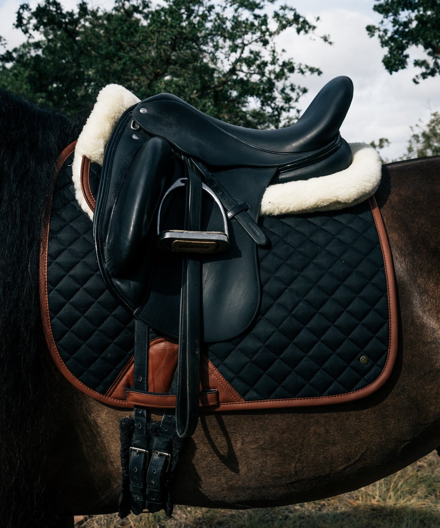 Dressage Pad, Black & Cognac