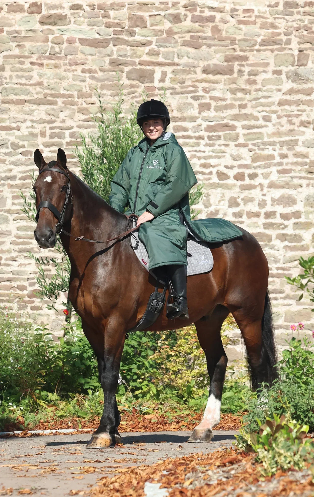 EquiDry Original Thick Fleece Coat - Black Forest Green & Grey