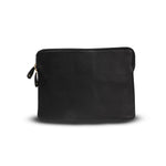 Black leather pouch on a white background