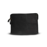 Black leather pouch on a white background