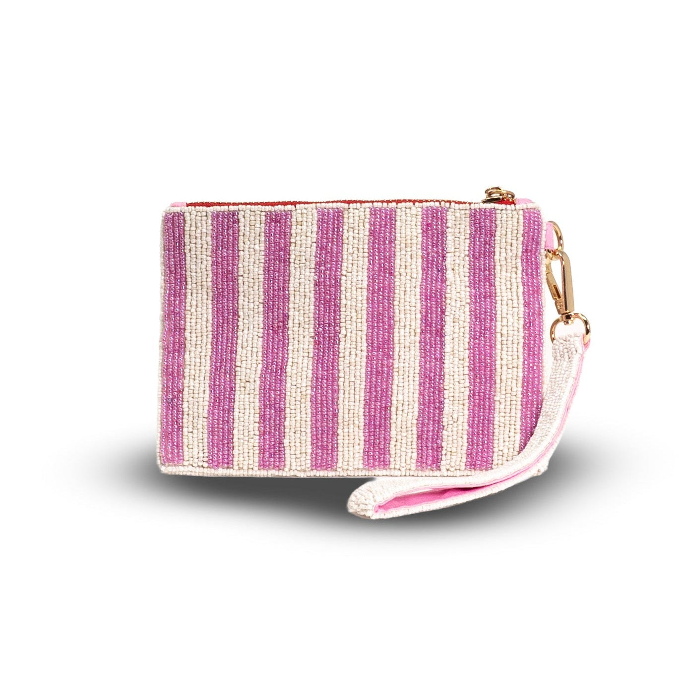 Small striped pouch on a white background