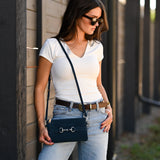 Wellington Wristlet Navy Suede Edition