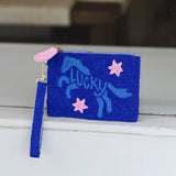Lucky Horse Medium Beaded Pouch