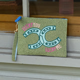 Lucky You, Lucky Me Large Beaded Pouch