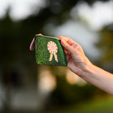 Green Ribbon Small Beaded Pouch