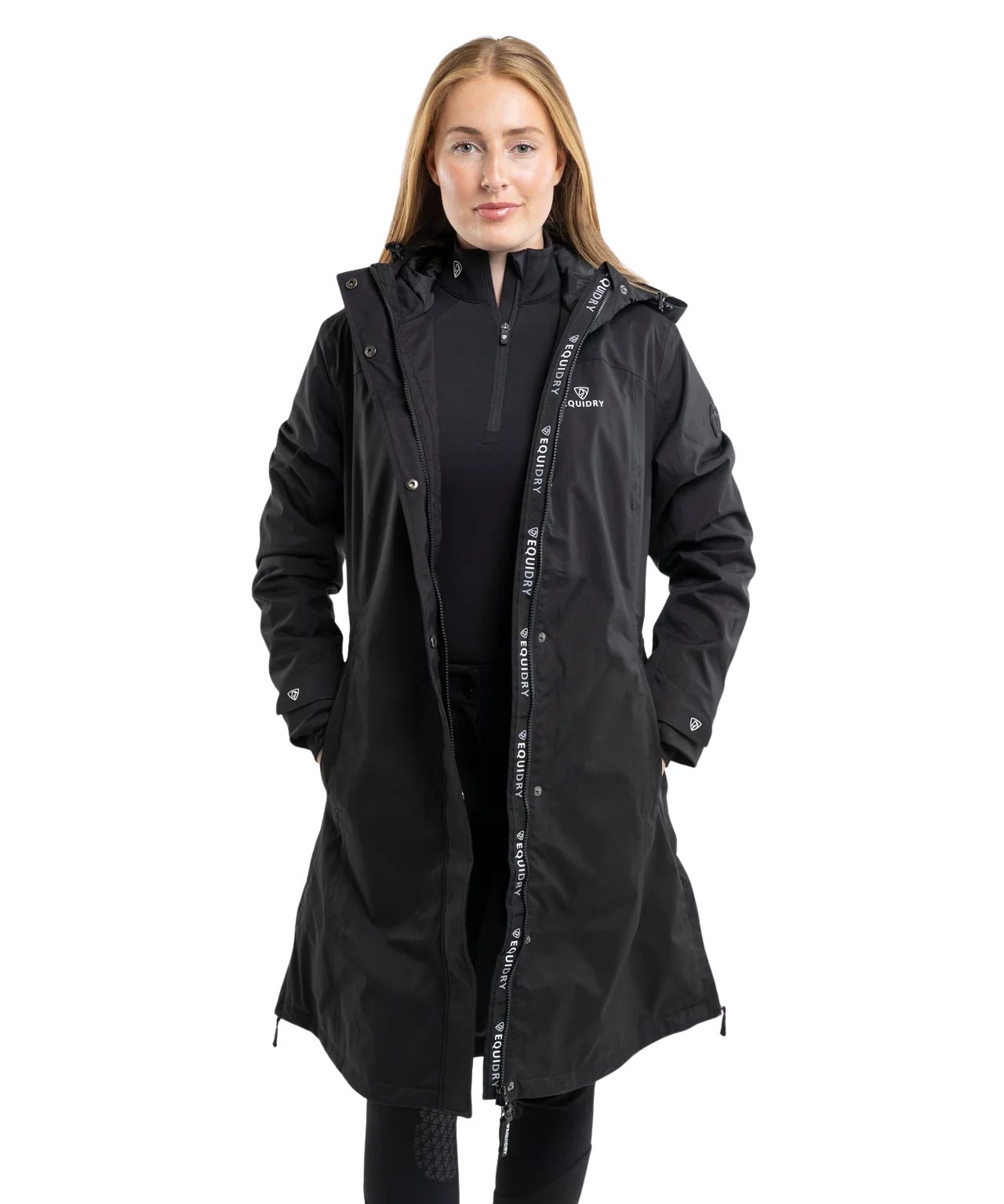 EquiDry Women's Bronte Riding Coat with Removable Hood - Black