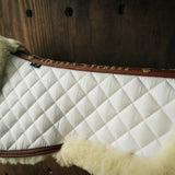 Merino Wool Fleece Half Pad, White & Cognac