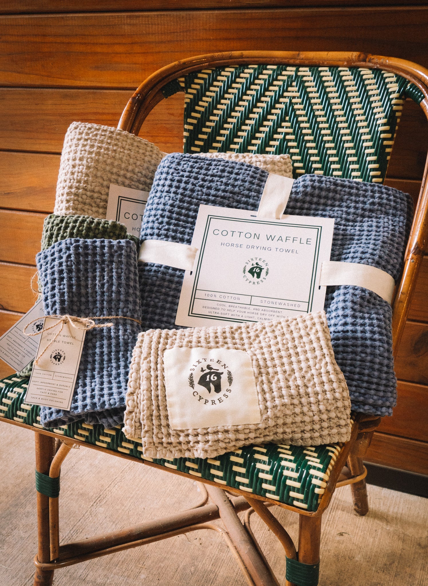 absorbent luxury cotton waffle towels for horse & stable by sixteen cypress