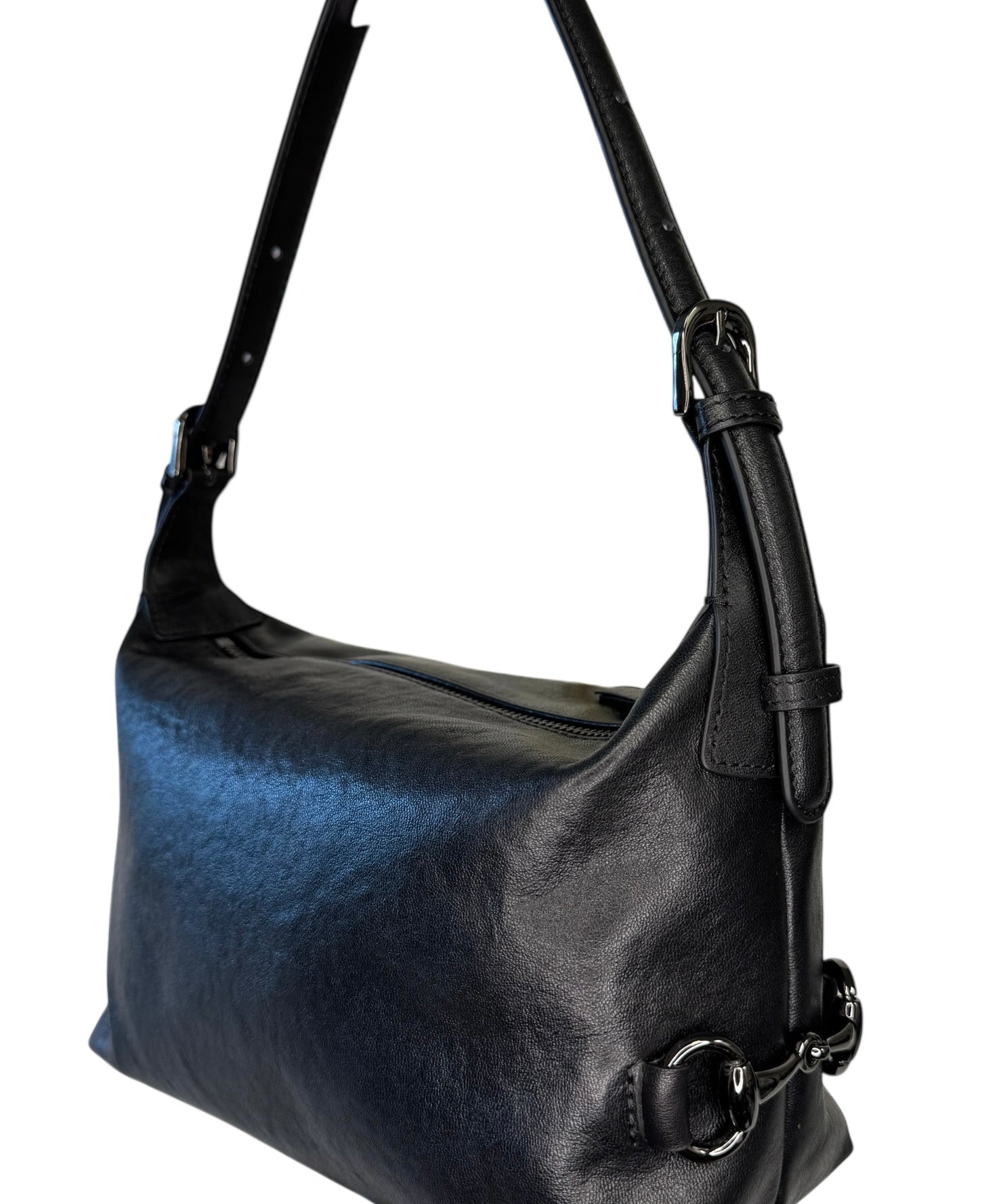 Tucker Tweed Equestrian Leather Handbags Black Leather Bethany Bit Bag