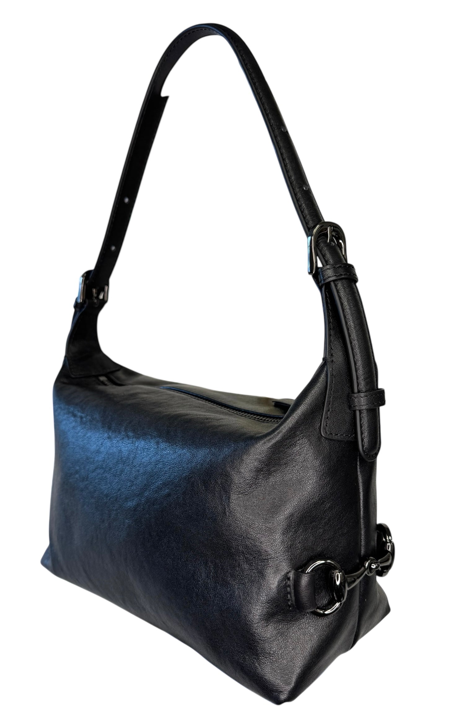 Tucker Tweed Equestrian Leather Handbags Black Leather Bethany Bit Bag
