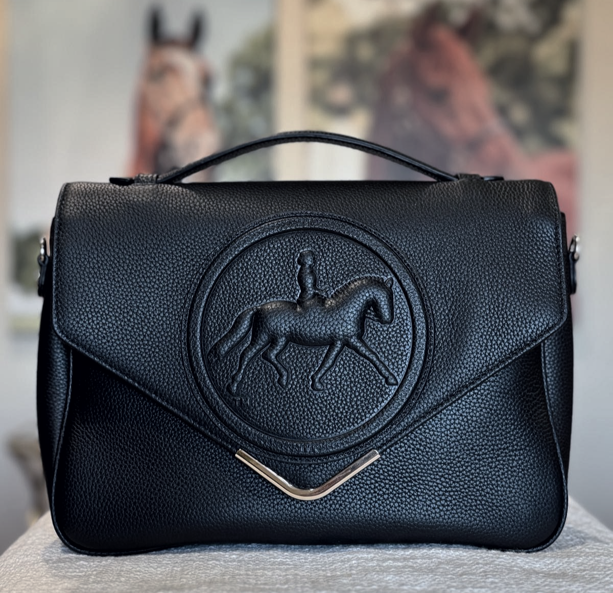 Tucker Tweed Equestrian Leather Handbags Madelyn Crossbody- Silver