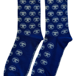 Tucker Tweed Equestrian Apparel Navy Crew Logo Repeating Tucker Tweed Equestrian D&S Signature Boot Socks