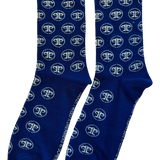 Tucker Tweed Equestrian Apparel Navy Crew Logo Repeating Tucker Tweed Equestrian D&S Signature Boot Socks