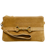 Tucker Tweed Equestrian Leather Handbags Wellington Wristlet Palomino Suede Edition