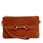 Tucker Tweed Equestrian Leather Handbags Wellington Wristlet Sorrel Suede Edition