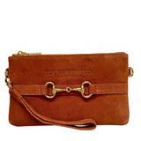 Tucker Tweed Equestrian Leather Handbags Wellington Wristlet Sorrel Suede Edition
