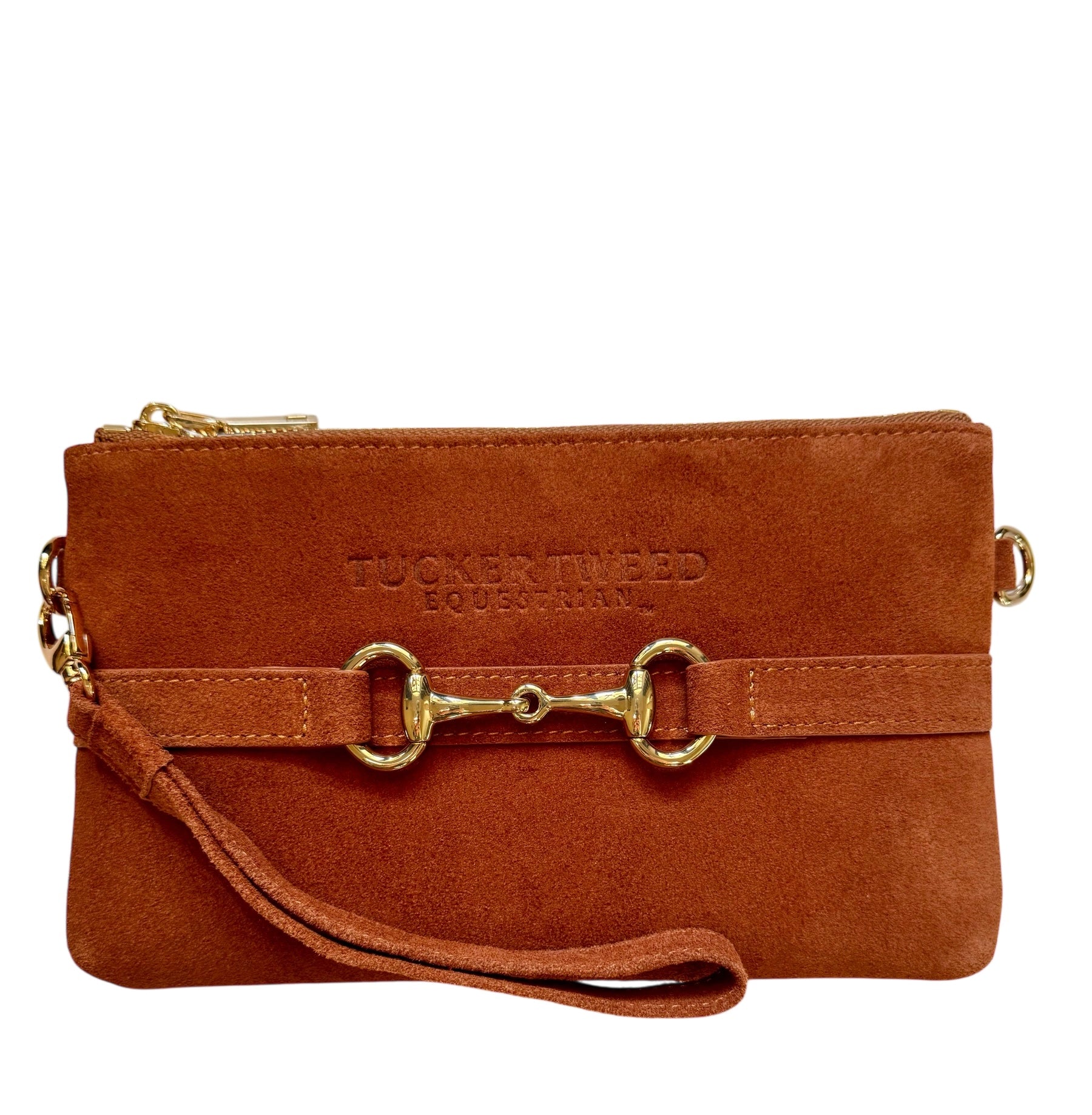 Tucker Tweed Equestrian Leather Handbags Wellington Wristlet Sorrel Suede Edition