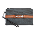 Tucker Tweed Leather Handbags Black/Chestnut The Wellington Wristlet