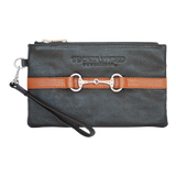 Tucker Tweed Leather Handbags Black/Chestnut The Wellington Wristlet