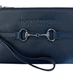 Tucker Tweed Leather Handbags Black Solid/ Gun Metal Bit The Wellington Wristlet