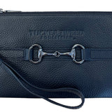 Tucker Tweed Leather Handbags Black Solid/ Gun Metal Bit The Wellington Wristlet