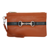 Tucker Tweed Leather Handbags Chestnut/Black The Wellington Wristlet