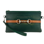 Tucker Tweed Leather Handbags Hunter Green/Chestnut The Wellington Wristlet