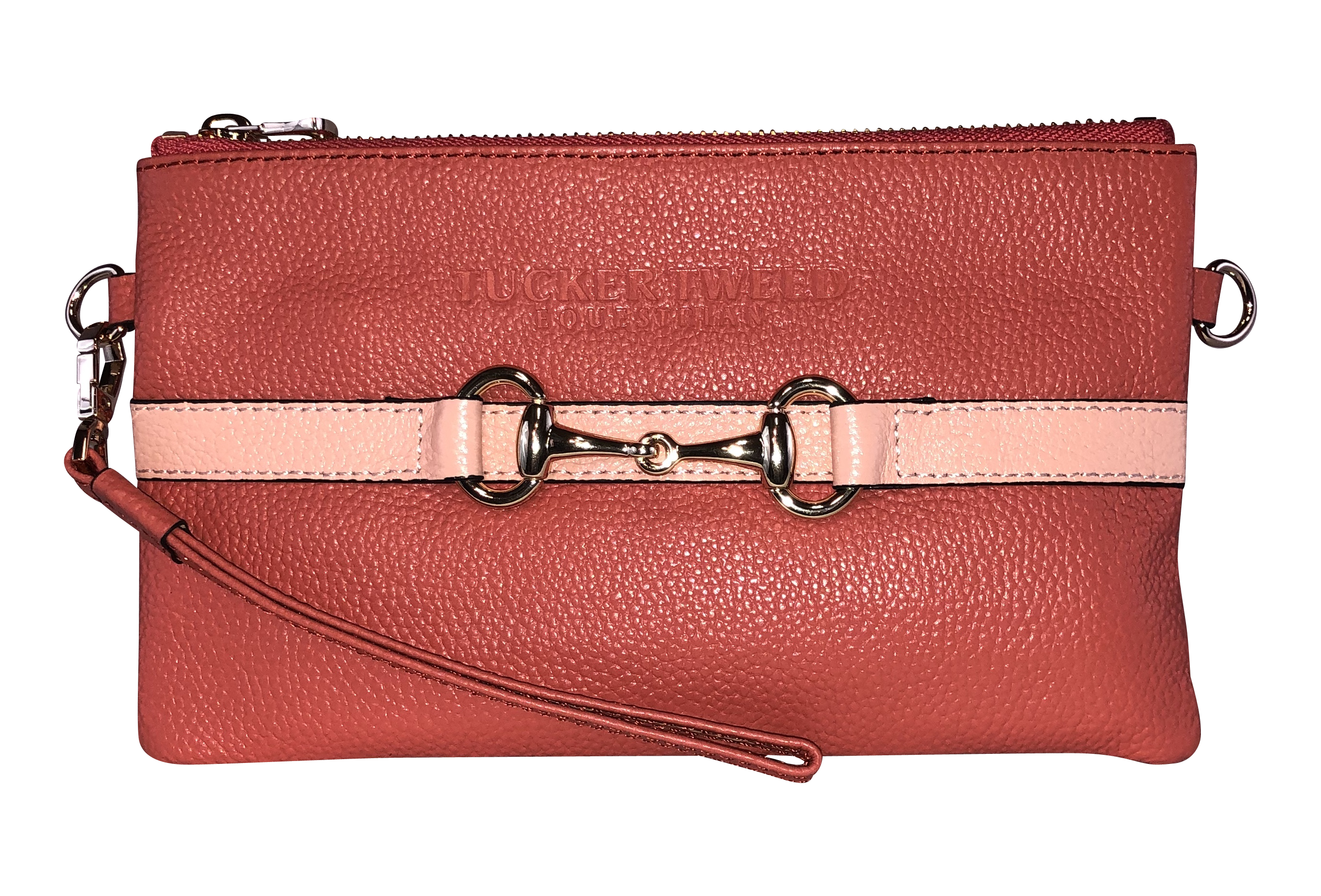 Tucker Tweed Leather Handbags Living Coral/Peach The Wellington Wristlet