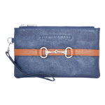 Tucker Tweed Leather Handbags Navy/Chestnut The Wellington Wristlet