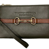 Tucker Tweed Leather Handbags Olive/Saddle Brown The Wellington Wristlet