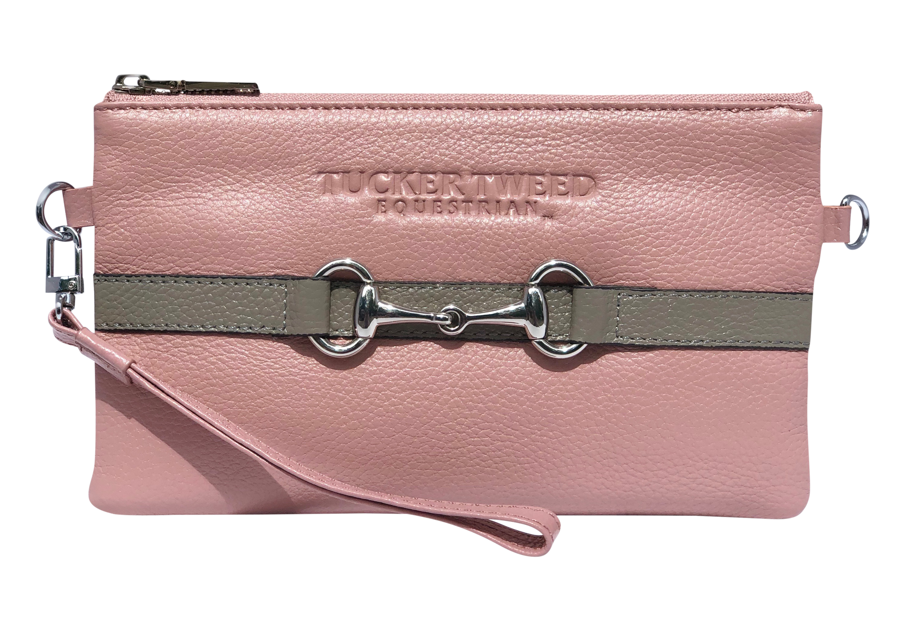 Tucker Tweed Leather Handbags Rosé/Grey The Wellington Wristlet